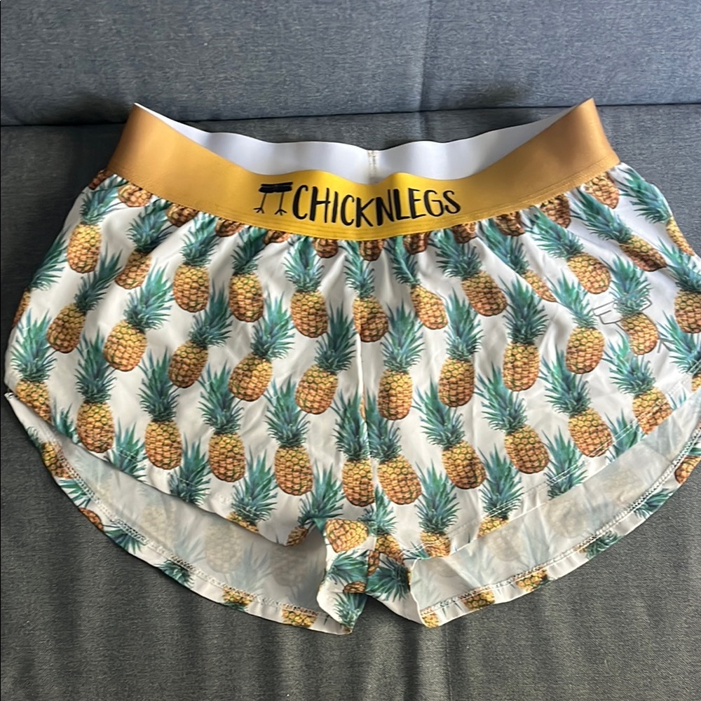 Chicken Legs Running Shorts Pineapple Print and Lightening Bolts